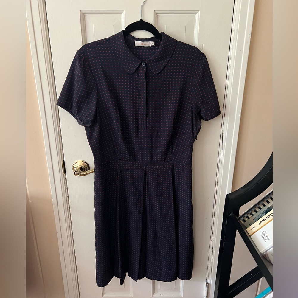 Tory Burch navy dress, with side zip.  Size 12.